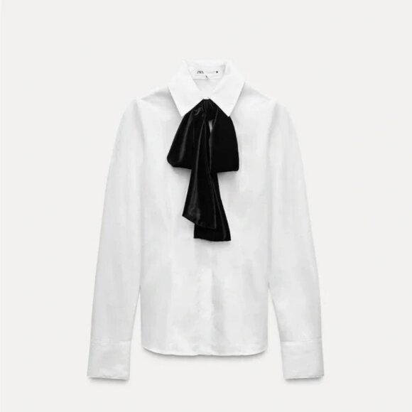 Zara Tops - ZARA VELVET BOW SHIRT ZW COLLECTION